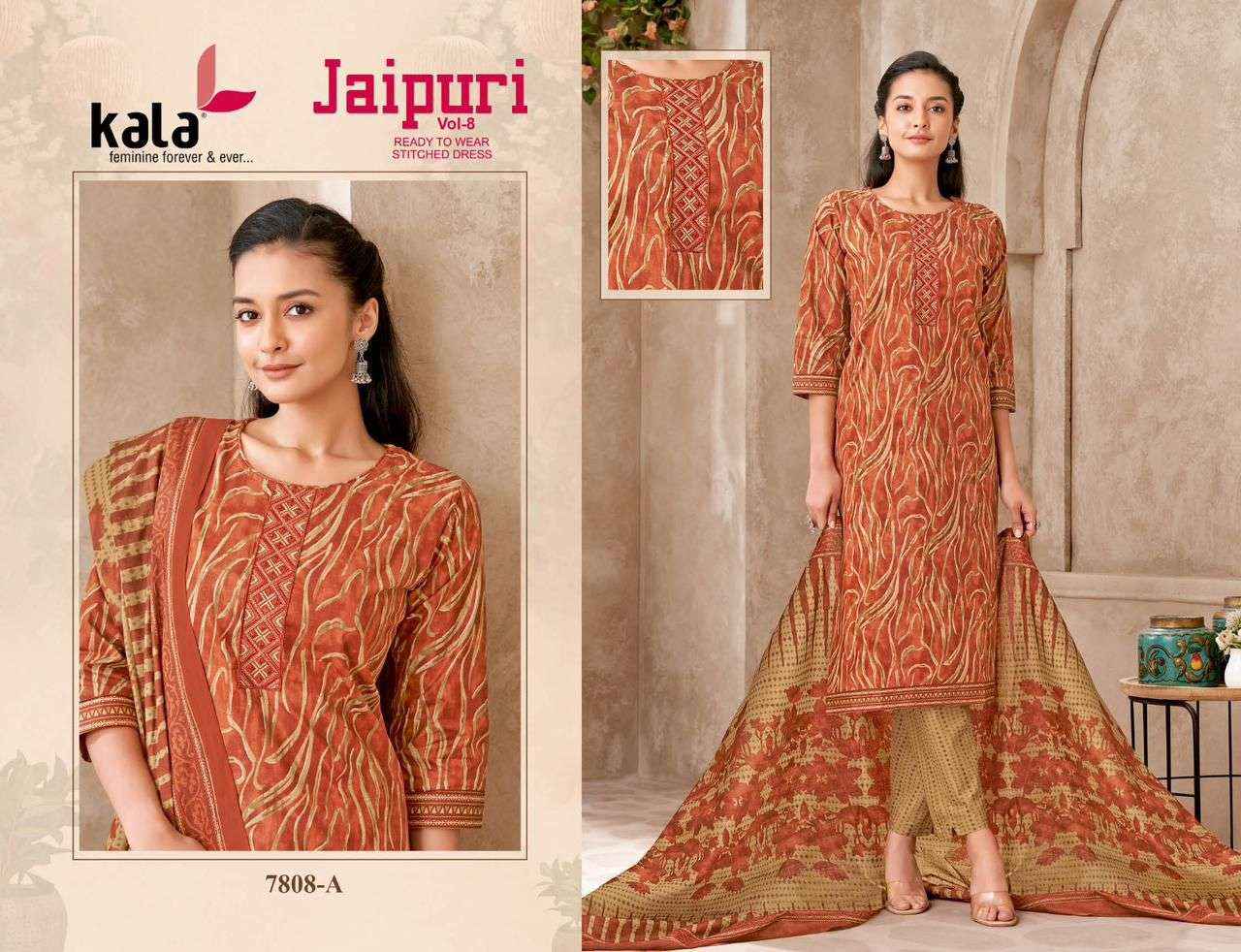 KALA FASHION JAIPURI VOL 8 READY MADE COLLECTION WHOLESALE PRICE ( 12 PCS CATALOG )