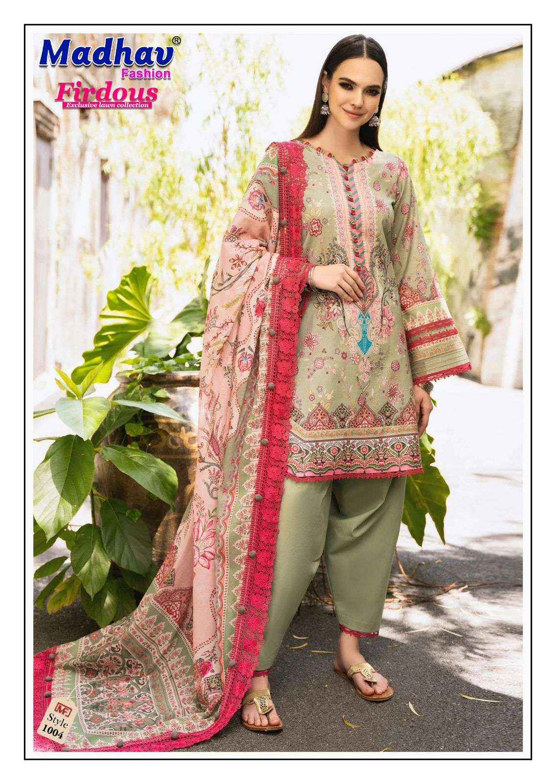 MADHAV FASHION FIRDOUS VOL 1 LAWN COTTON DIGITAL PRINTS DRESS MATERIAL WHOLESALE PRICE ( 6 PCS CATALOG )