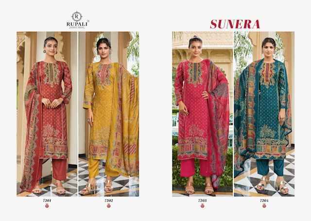 Rupali Fashion Sunera Viscouse Musline Dress Material Wholesale Price ( 4 Pcs Catalog )