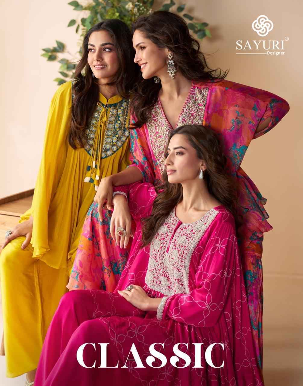 Sayuri Designer Classic Readymade Chinon Silk Dress Wholesale Price ( 5 Pcs Catalog )