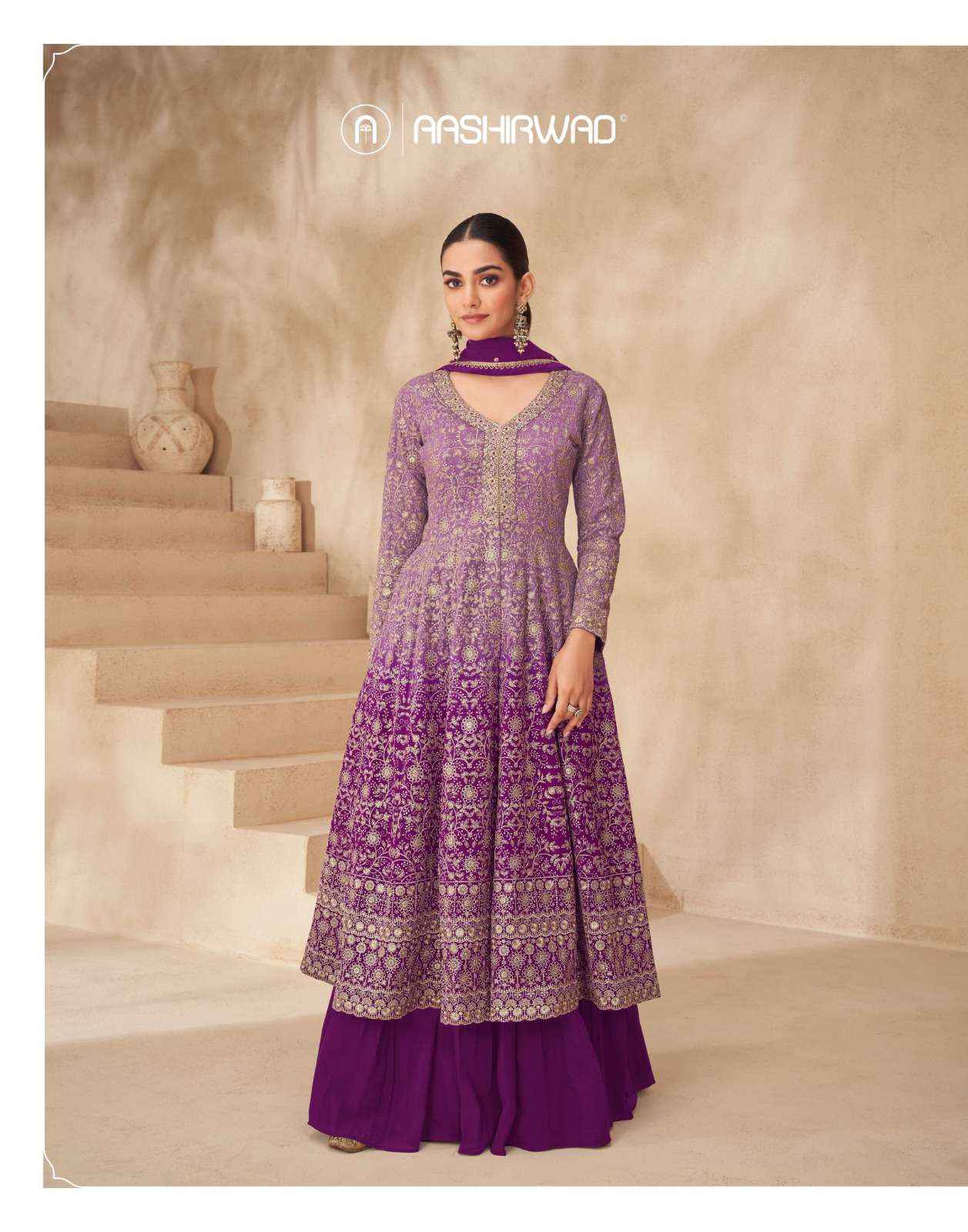 AASHIRWAD CREATION GULNAAZ HEAVY EMBROIDERED WEDDING WEAR DRESS ( 4 PCS CATALOG )