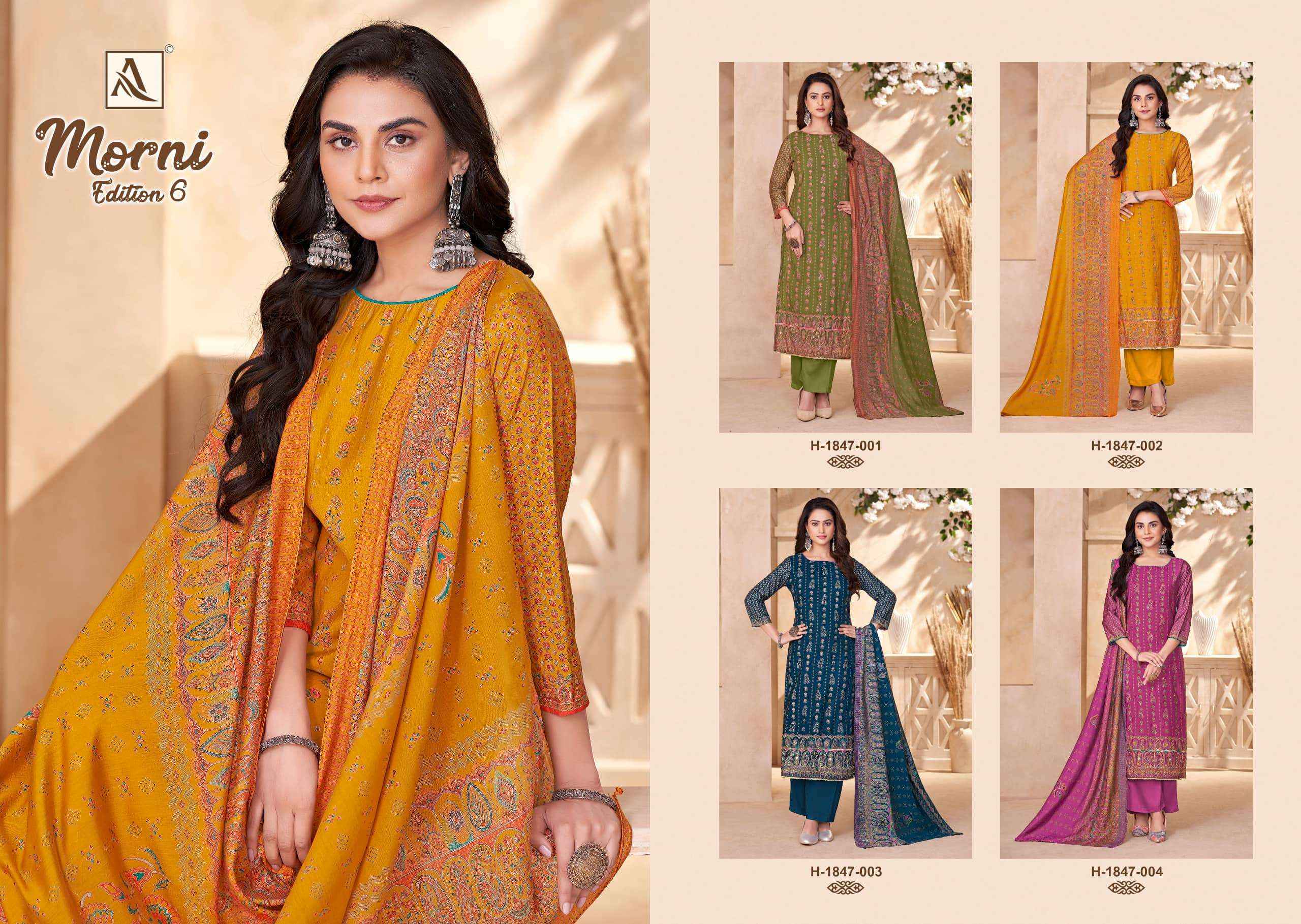 Alok Suit Morni Edition 6 pure modal Dress Material Surat Wholesaler ( 4 Pcs Catalogue )
