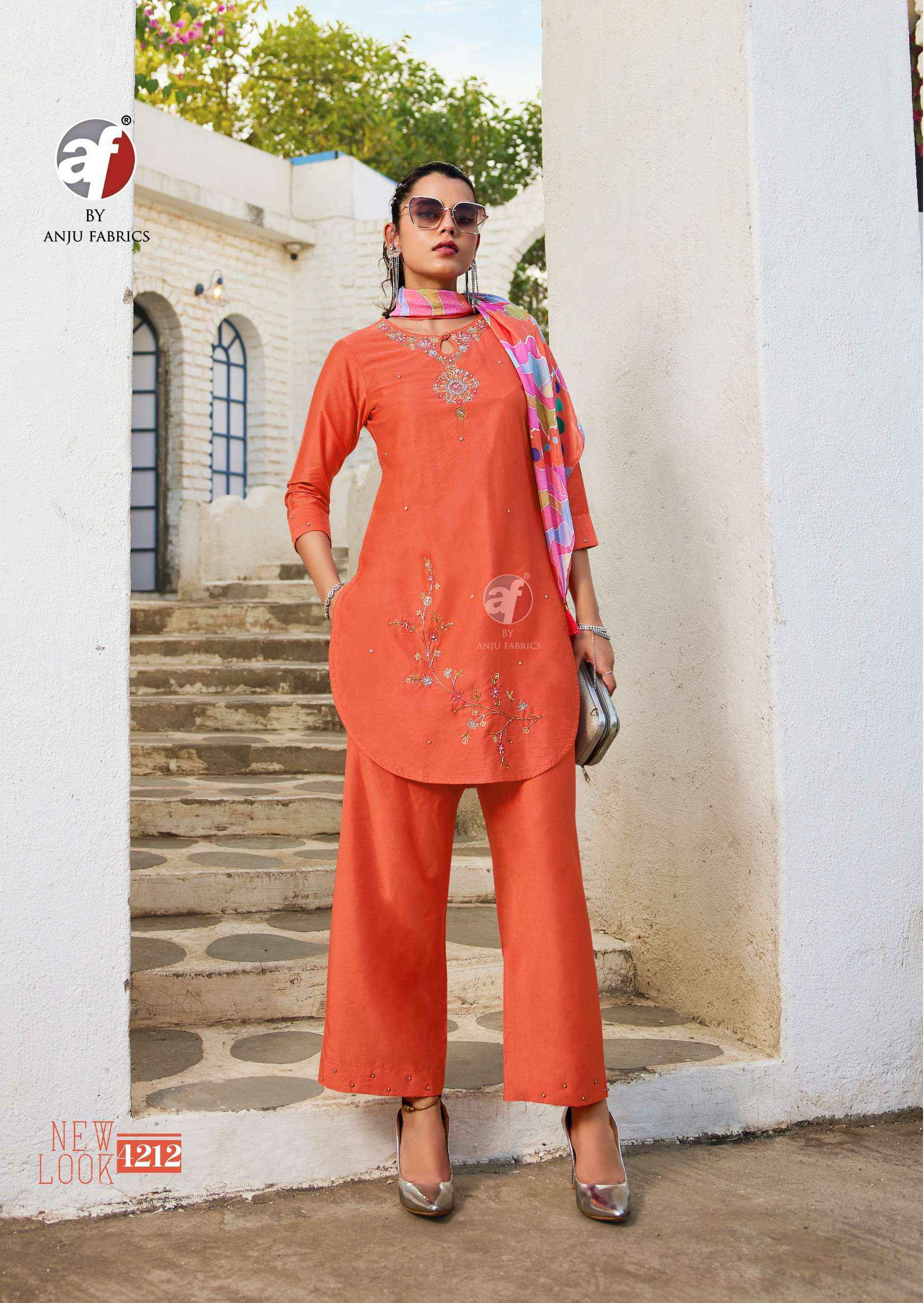 ANJU FABRICS FUSION VO 5 VISCOSE DESIGNER KURTI WITH PANT AND SCRAF ( 6 PCS CATALOG )