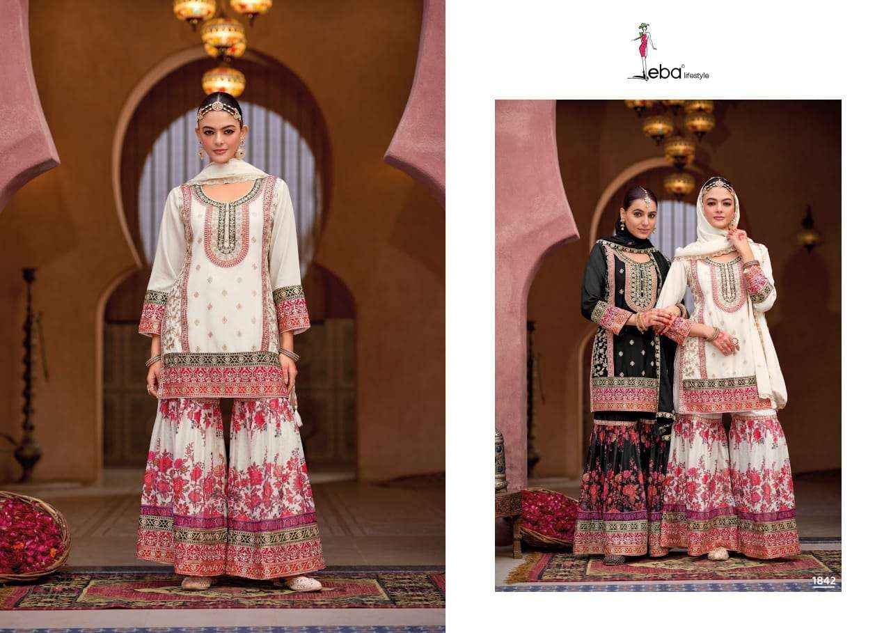 Eba Lifestyle Rang Black And White Designer Chinon Gharara Dress Wholesale Price ( 2 Pcs Catalog )