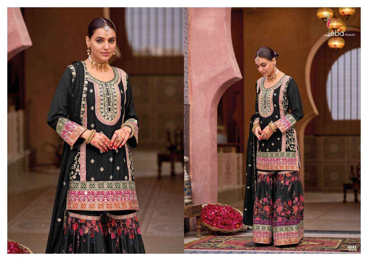 Eba Lifestyle Rang Black And White Designer Chinon Gharara Dress Wholesale Price ( 2 Pcs Catalog )