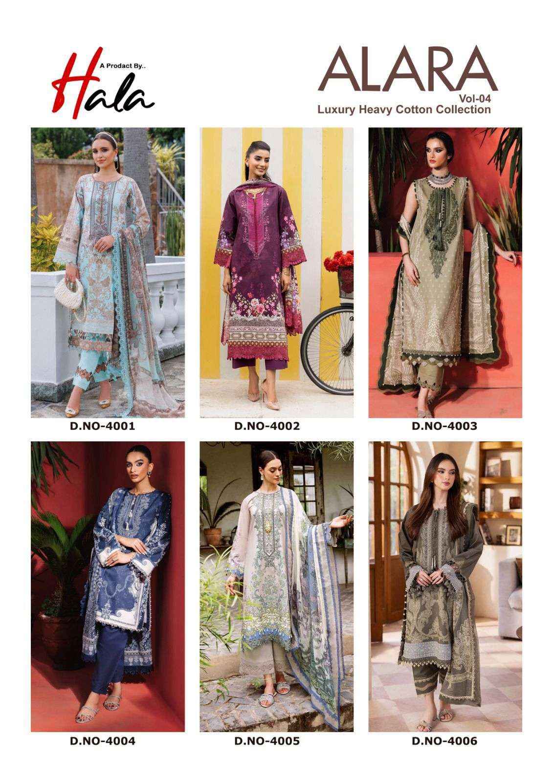 Hala Alara Vol 4 Printed Lawn Cotton Dress Material Wholesale Price ( 6 Pcs Catalog )