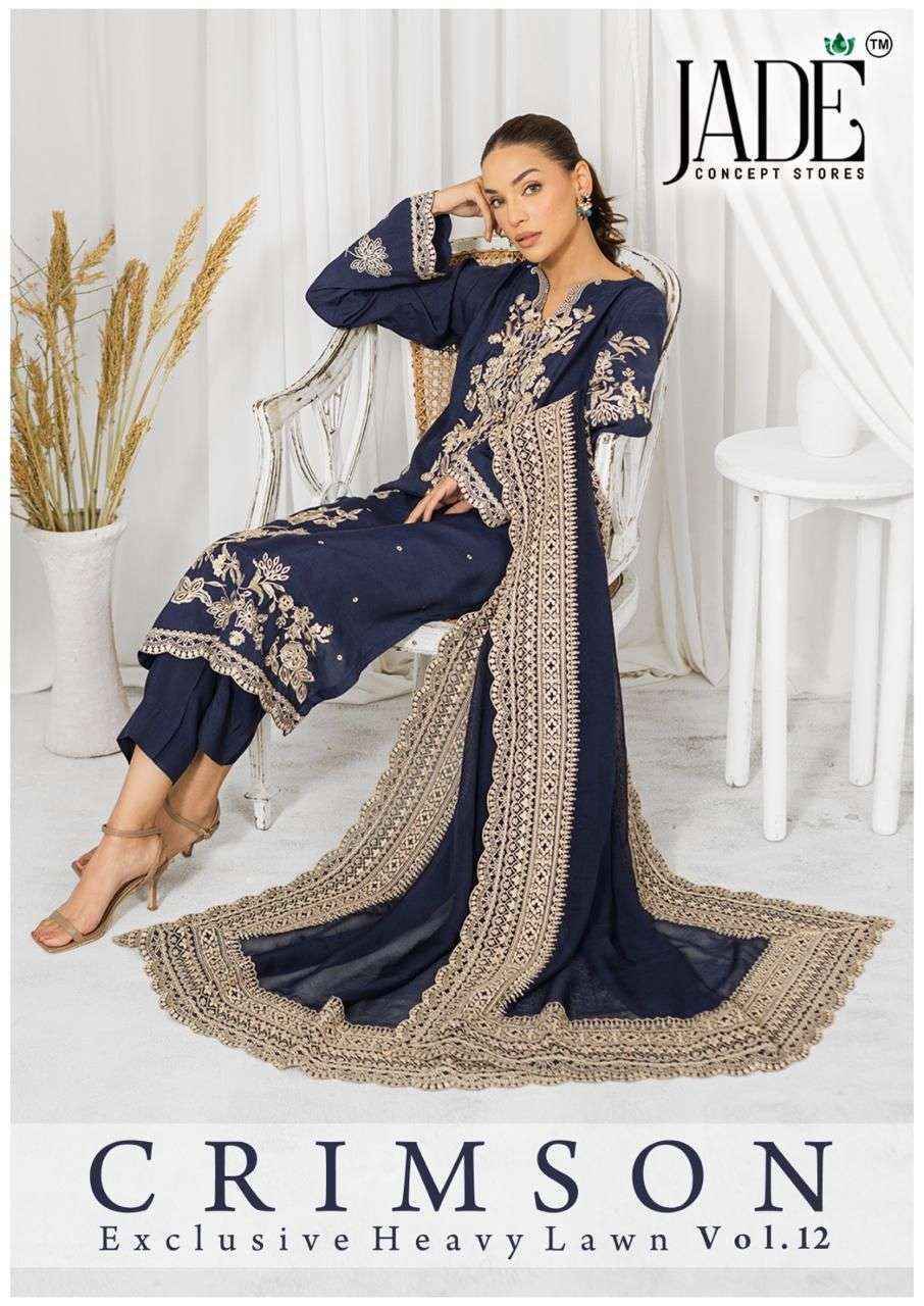 Jade Crimson Vol 12 Lawn Cotton Dress Material wholesale surat ( 6 Pcs Catalog )