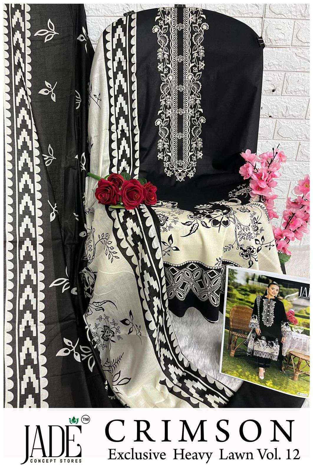 Jade Crimson Vol 12 Lawn Cotton Dress Material wholesale surat ( 6 Pcs Catalog )