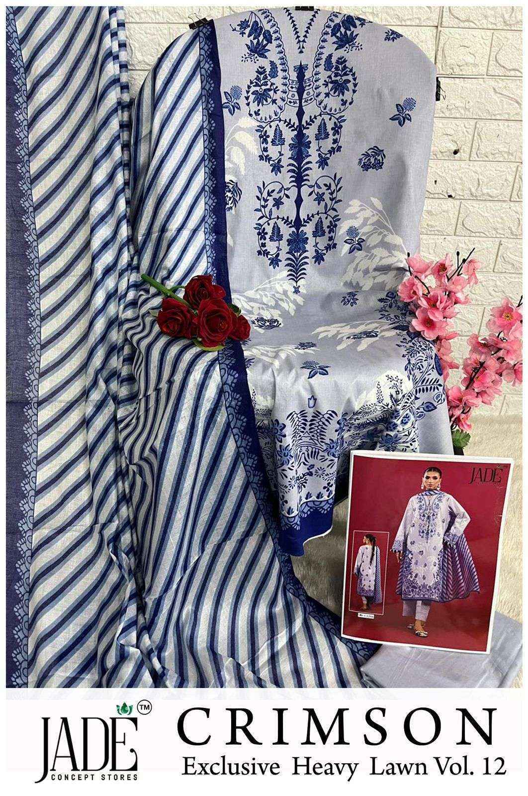 Jade Crimson Vol 12 Lawn Cotton Dress Material wholesale surat ( 6 Pcs Catalog )