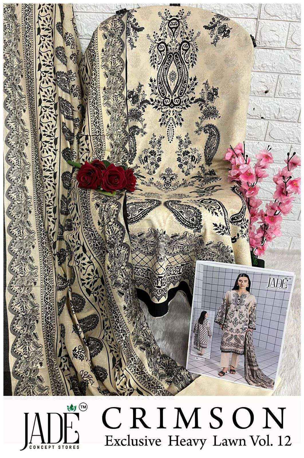 Jade Crimson Vol 12 Lawn Cotton Dress Material wholesale surat ( 6 Pcs Catalog )