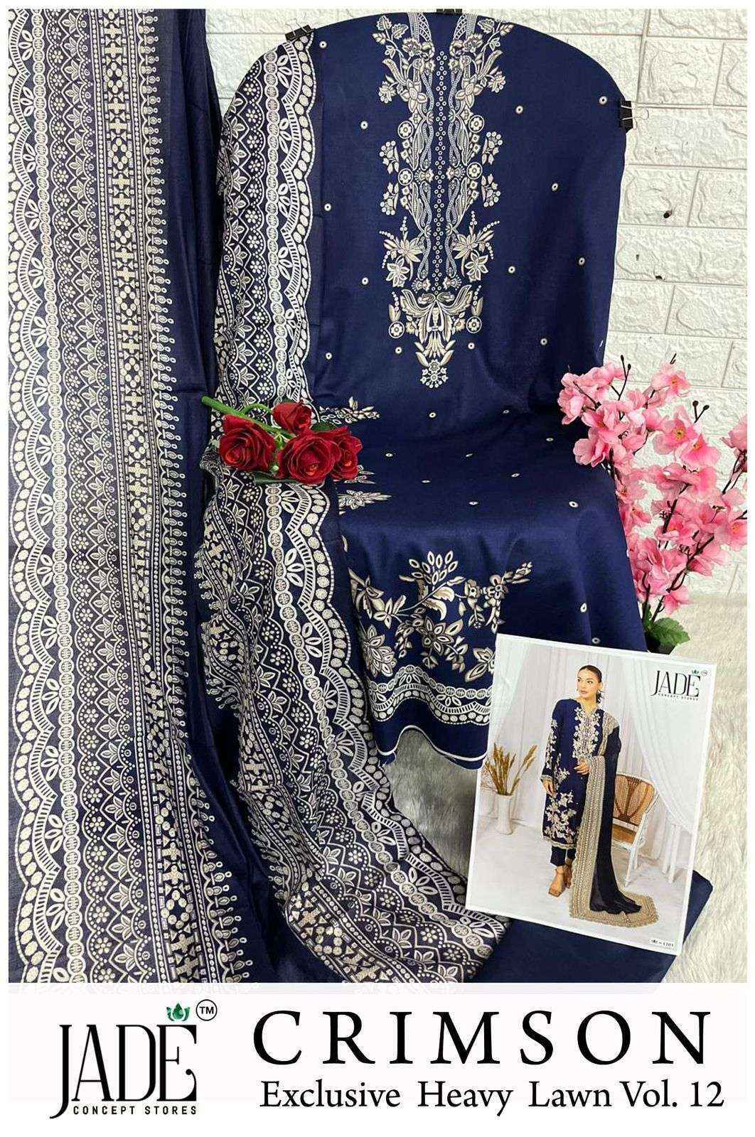 Jade Crimson Vol 12 Lawn Cotton Dress Material wholesale surat ( 6 Pcs Catalog )