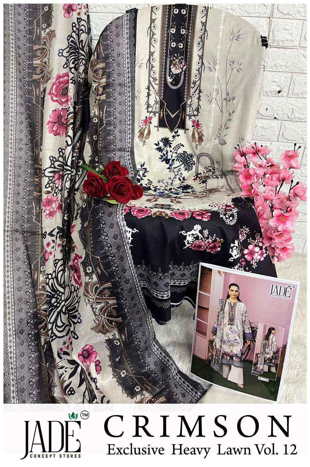 Jade Crimson Vol 12 Lawn Cotton Dress Material wholesale surat ( 6 Pcs Catalog )