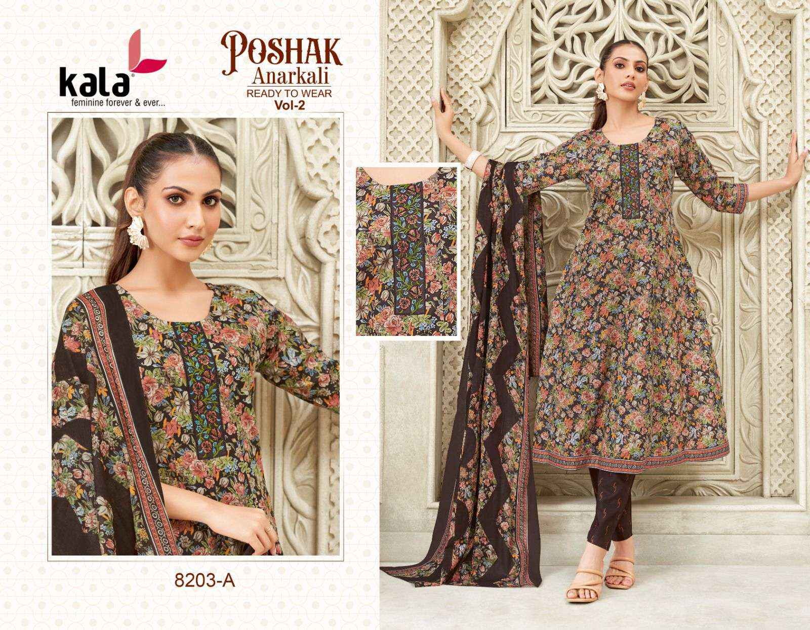 Kala Poshak Anarkali Vol 2 Cotton Anarkali Style 3 Piece Dress Wholesale Price ( 12 Pcs Catalog )