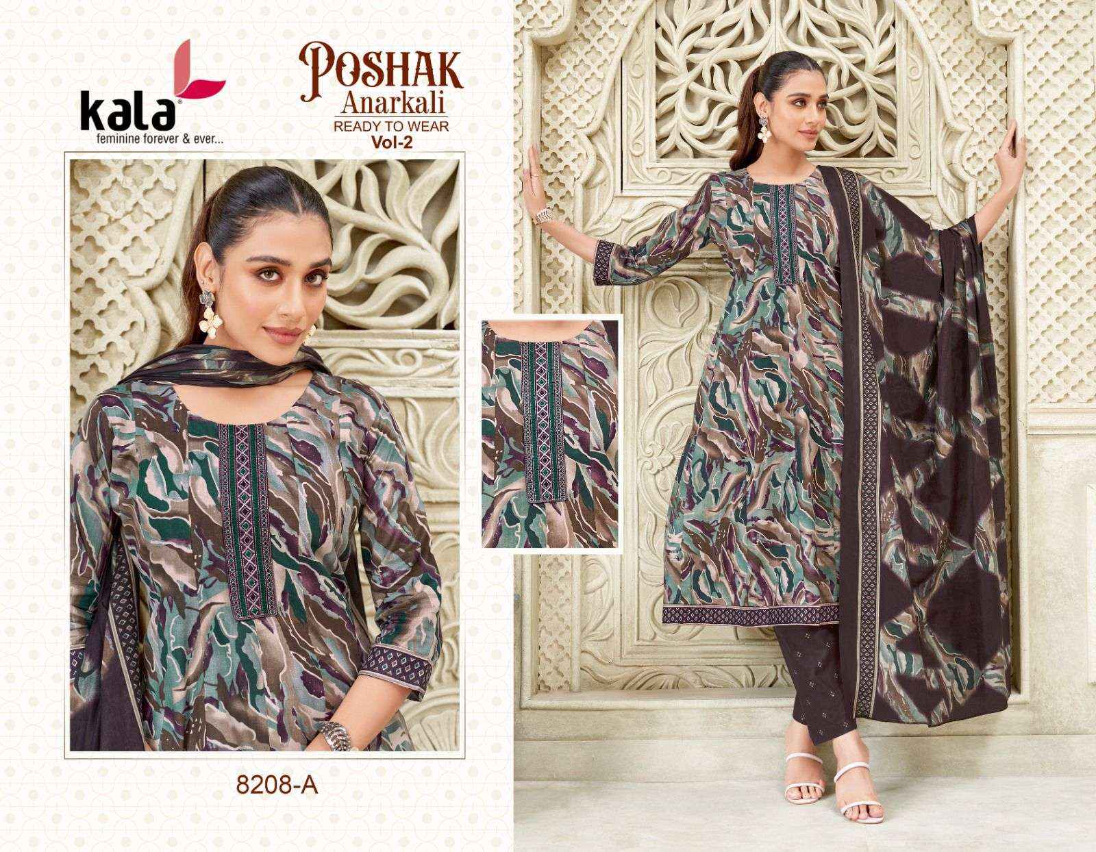 Kala Poshak Anarkali Vol 2 Cotton Anarkali Style 3 Piece Dress Wholesale Price ( 12 Pcs Catalog )