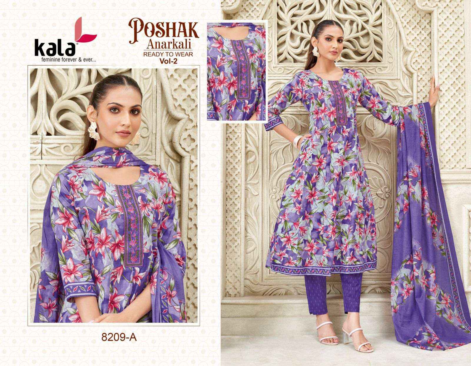 Kala Poshak Anarkali Vol 2 Cotton Anarkali Style 3 Piece Dress Wholesale Price ( 12 Pcs Catalog )