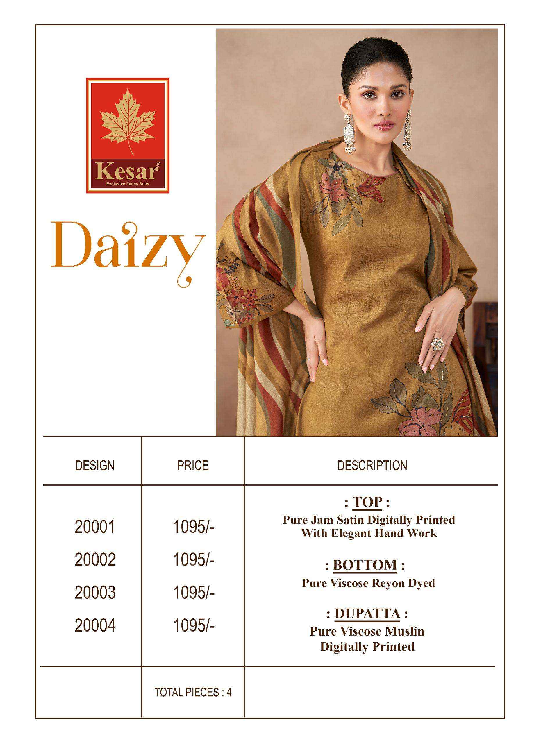 Karachi Prints Kesar Daizy Fancy Pure Jam Satin Dress Wholesale Price ( 4 Pcs Catalog )