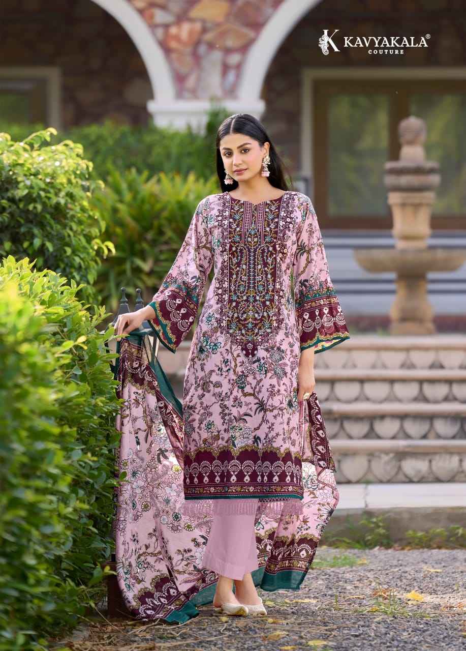 KAVYA KALA RIHAANA Vol-12 PURE CAMBRIC‎ DRESS MATERIAL WHOLESALE PRICE ( 8 PCS CATALOGUE )