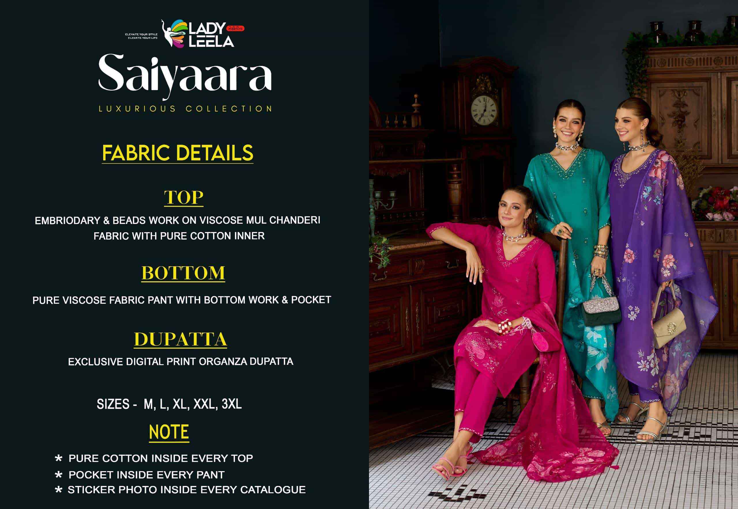 Lady Leela Saiyaara Exclusive Kurti Bottom Dupatta Set Wholesale Price ( 4 Pcs Catalog )