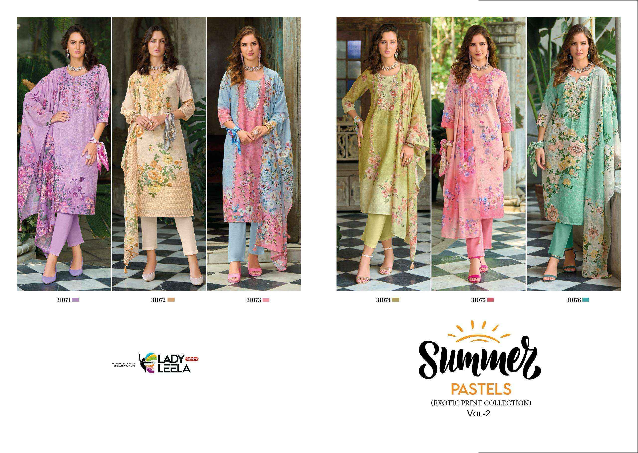 Lady Leela Summer Pastels Vol 2 Exclusive Readymade 3 Piece Suit Wholesale