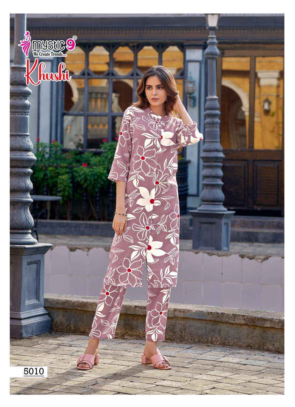 Mystic 9 Khushi Vol 5 Viscouse Kurti With Bottom Set Wholesale Price ( 10 Pcs Catalog )