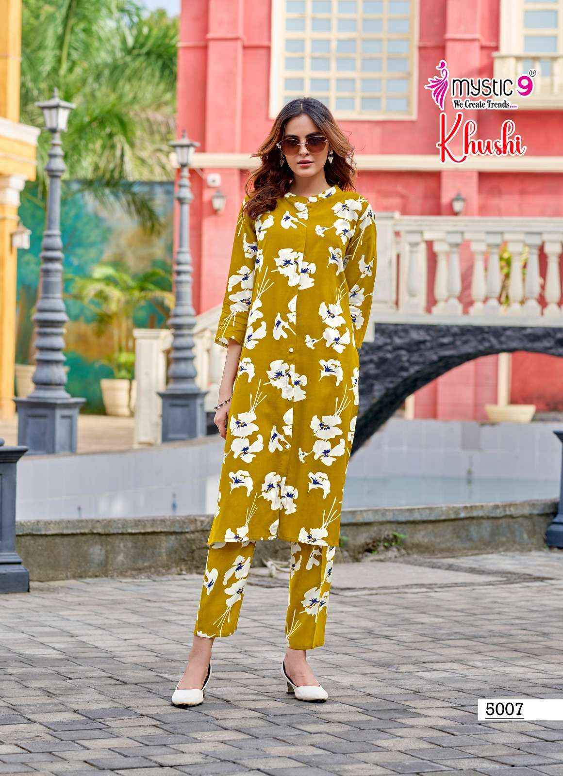 Mystic 9 Khushi Vol 5 Viscouse Kurti With Bottom Set Wholesale Price ( 10 Pcs Catalog )