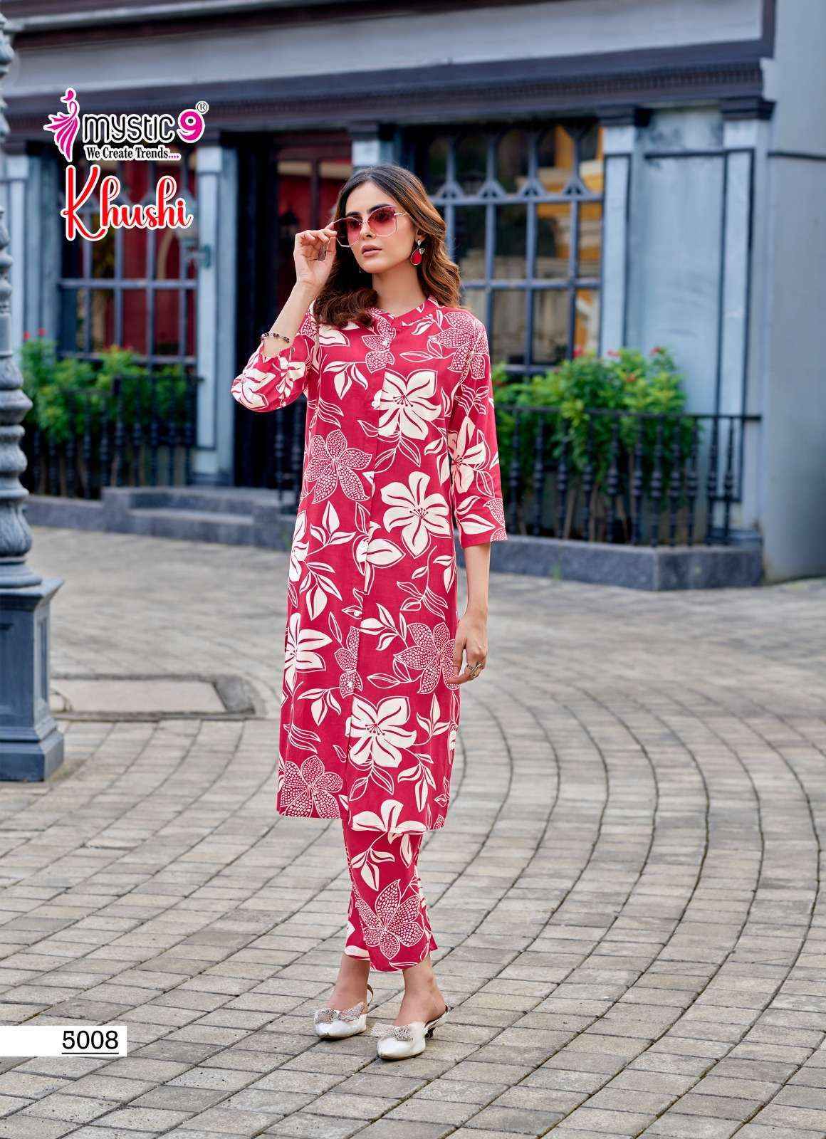 Mystic 9 Khushi Vol 5 Viscouse Kurti With Bottom Set Wholesale Price ( 10 Pcs Catalog )