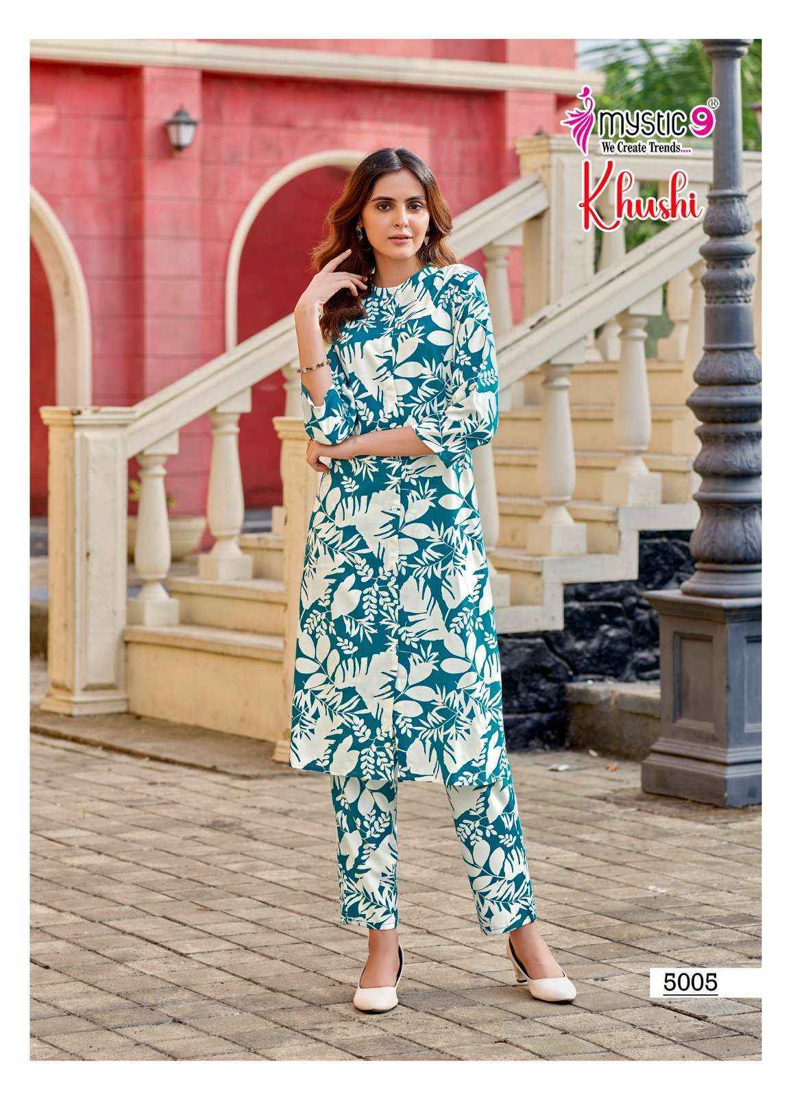 Mystic 9 Khushi Vol 5 Viscouse Kurti With Bottom Set Wholesale Price ( 10 Pcs Catalog )