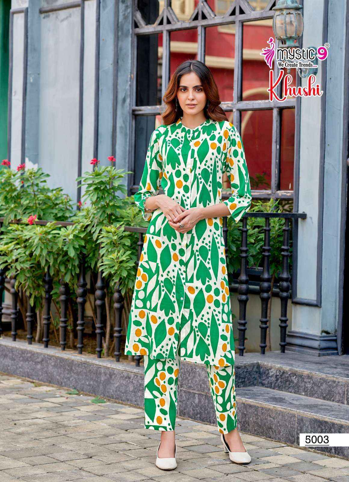 Mystic 9 Khushi Vol 5 Viscouse Kurti With Bottom Set Wholesale Price ( 10 Pcs Catalog )