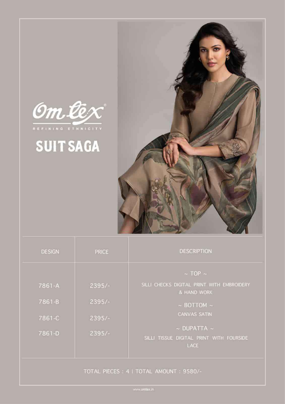 Omtex Suit Saga Exclusive Fancy Ladies Suit  Wholesale Price ( 4 Pcs Catalog )