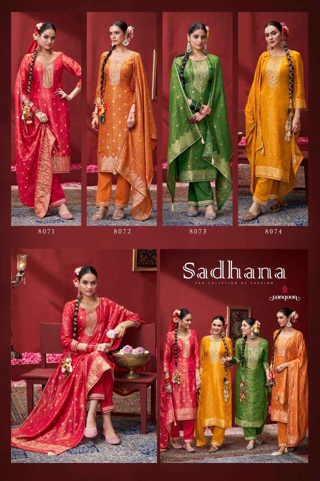 Rangoon Sadhana Jacquard Readymade Suit Wholesale Catalog Surat ( 4 Pcs Catalogue )
