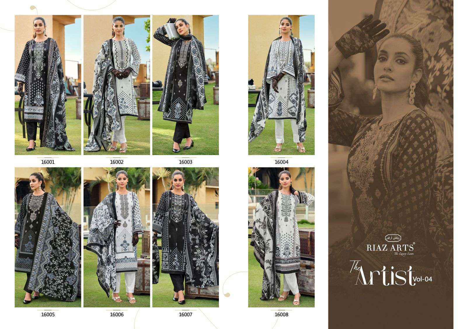 Riaz Arts The Artist Vol 4 Karachi Dress Material Surat Wholesale Bazaar ( 8 Pcs Catalogue )