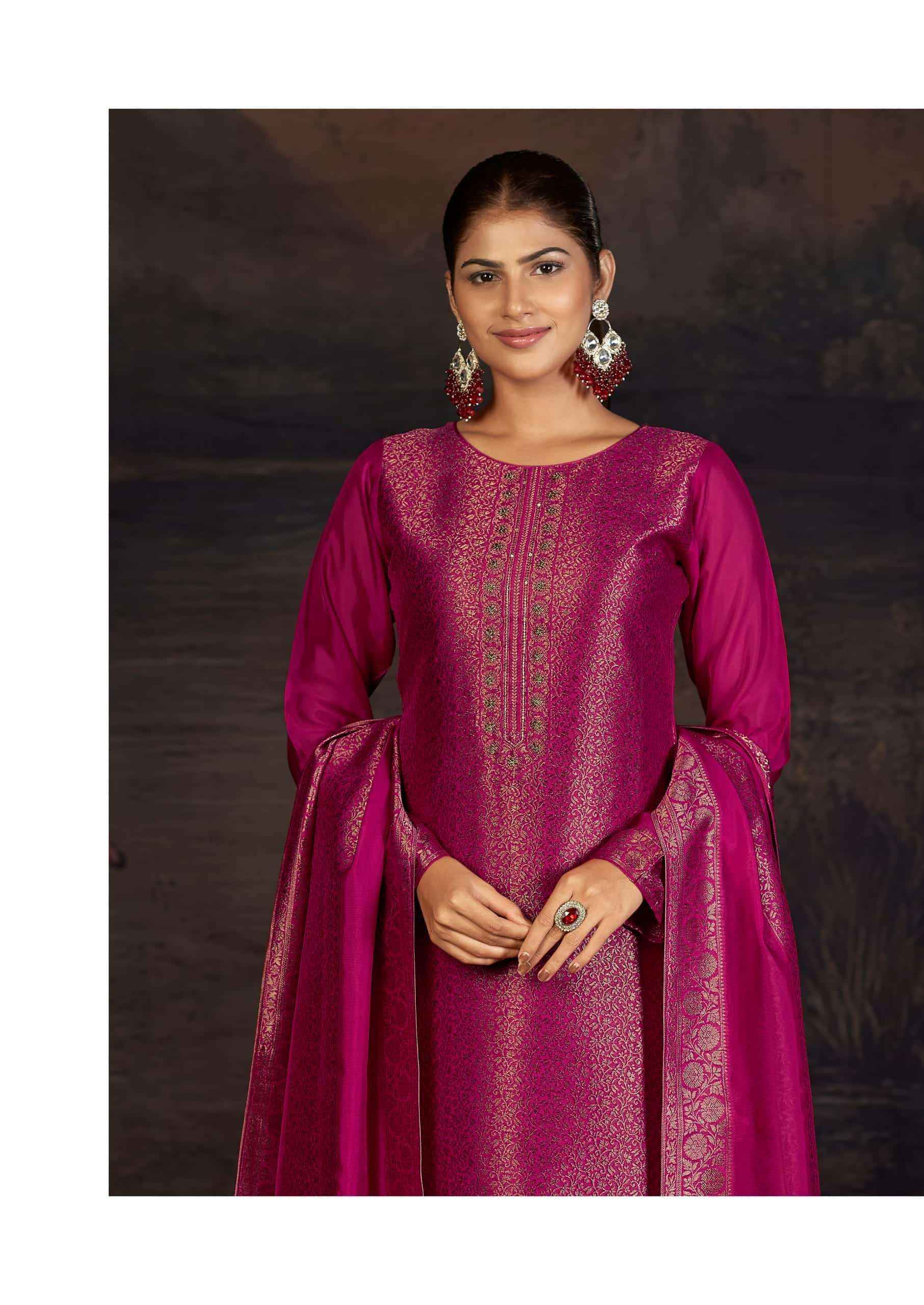 Sadhana Fashion Charvi Partywear Style Designer Silk Dress Material Wholesale Price ( 4 Pcs Catalog )