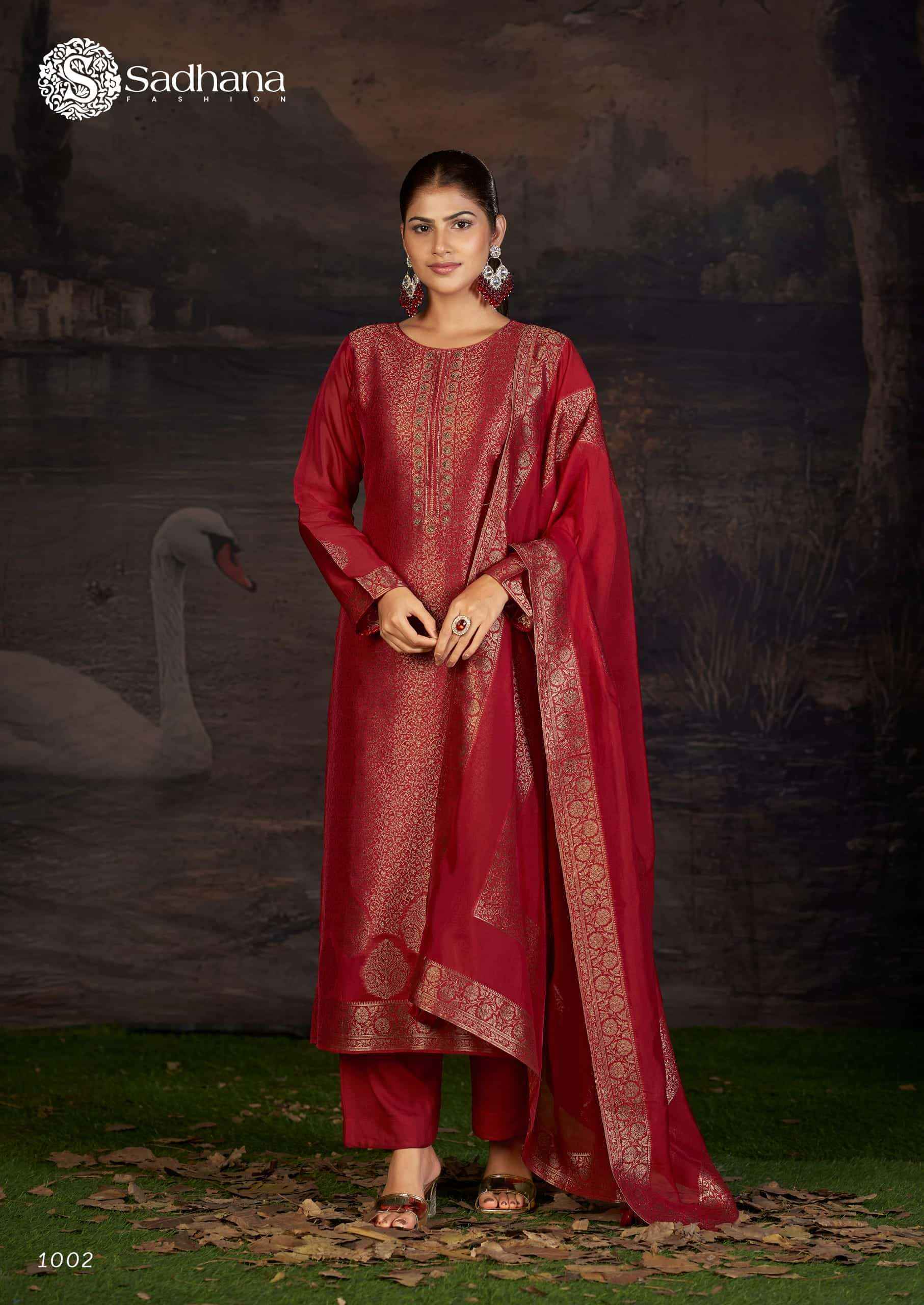 Sadhana Fashion Charvi Partywear Style Designer Silk Dress Material Wholesale Price ( 4 Pcs Catalog )