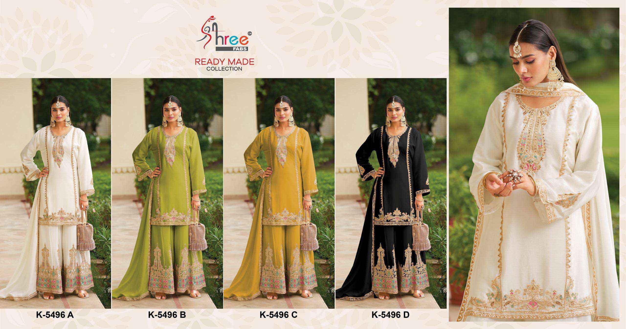 SHREE FABS K 5496 HEAVY EMBROIDERED DESIGNER WEDDING WEAR PAKISTANI DRESS WHOLESALE PRICE ( 4 PCS CATALOG )