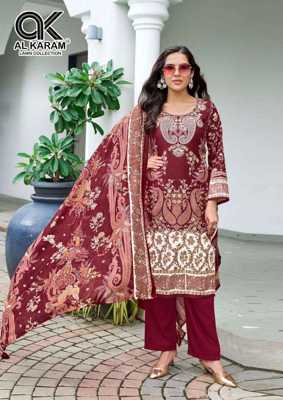 Al Karam Areeba Cotton Dress Material Wholesale Price ( 6 Pcs Catalog )