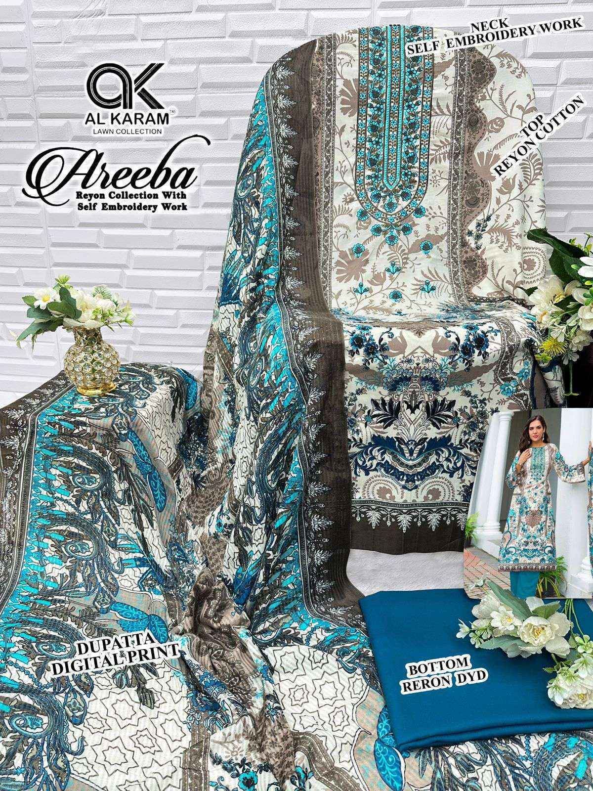 Al Karam Areeba Cotton Dress Material Wholesale Price ( 6 Pcs Catalog )