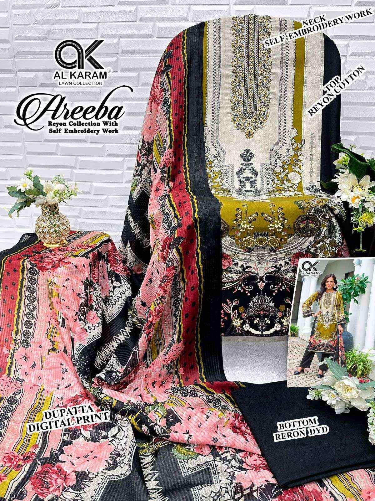 Al Karam Areeba Cotton Dress Material Wholesale Price ( 6 Pcs Catalog )