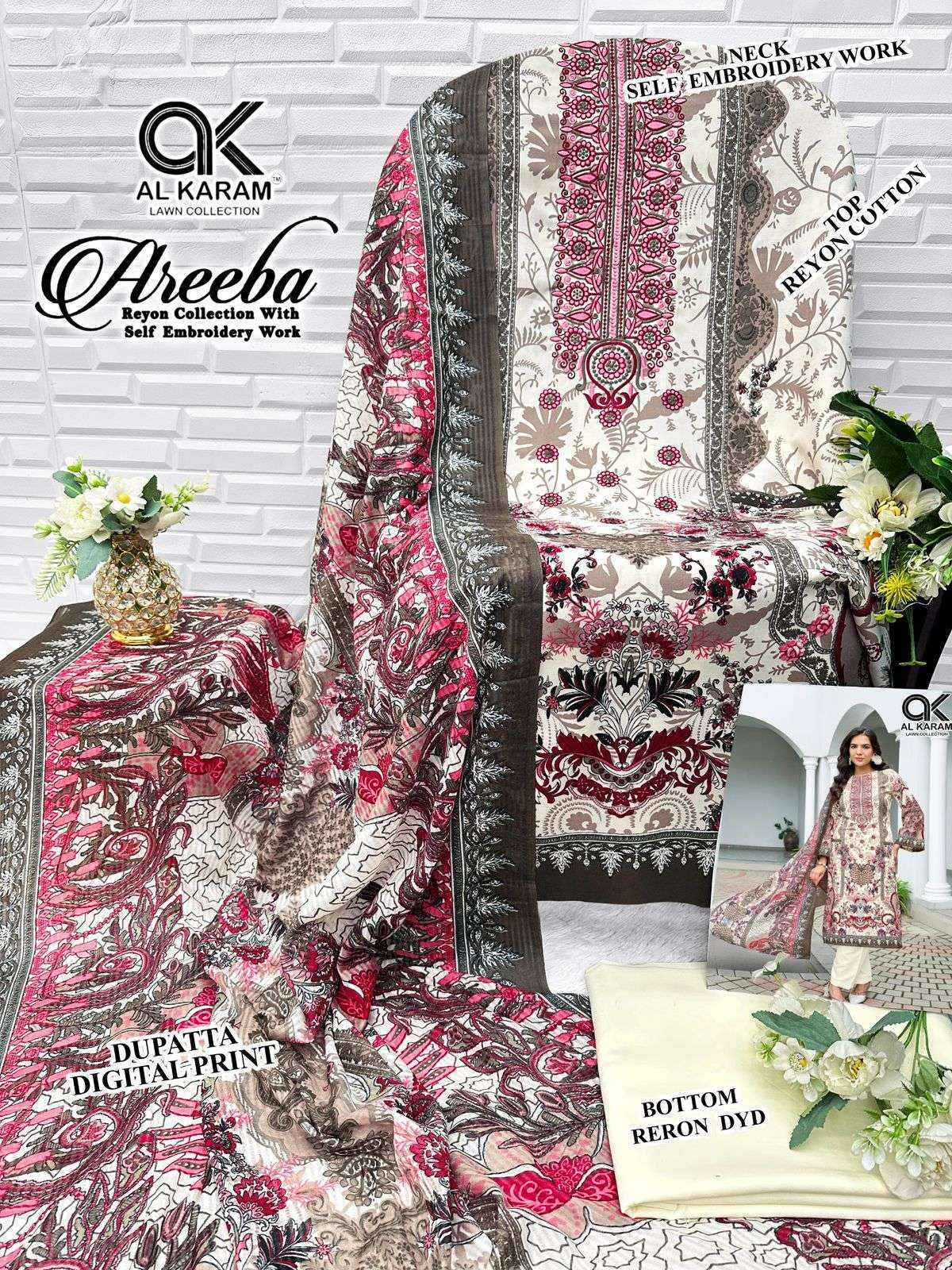 Al Karam Areeba Cotton Dress Material Wholesale Price ( 6 Pcs Catalog )