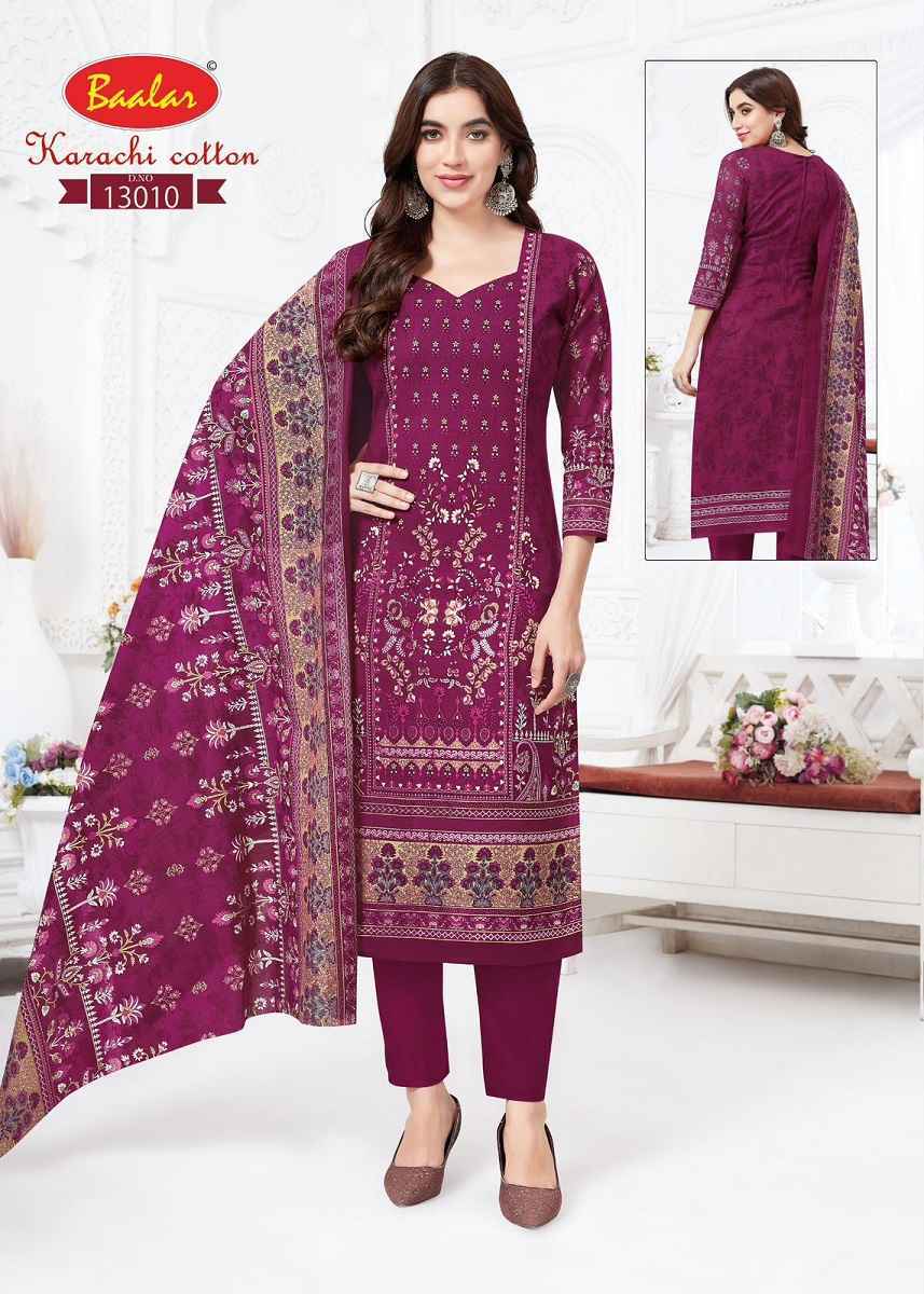Baalar Karachi Cotton Vol 13 Lawn Cotton Dress Material Wholesale Price ( 9 Pcs Catalog )