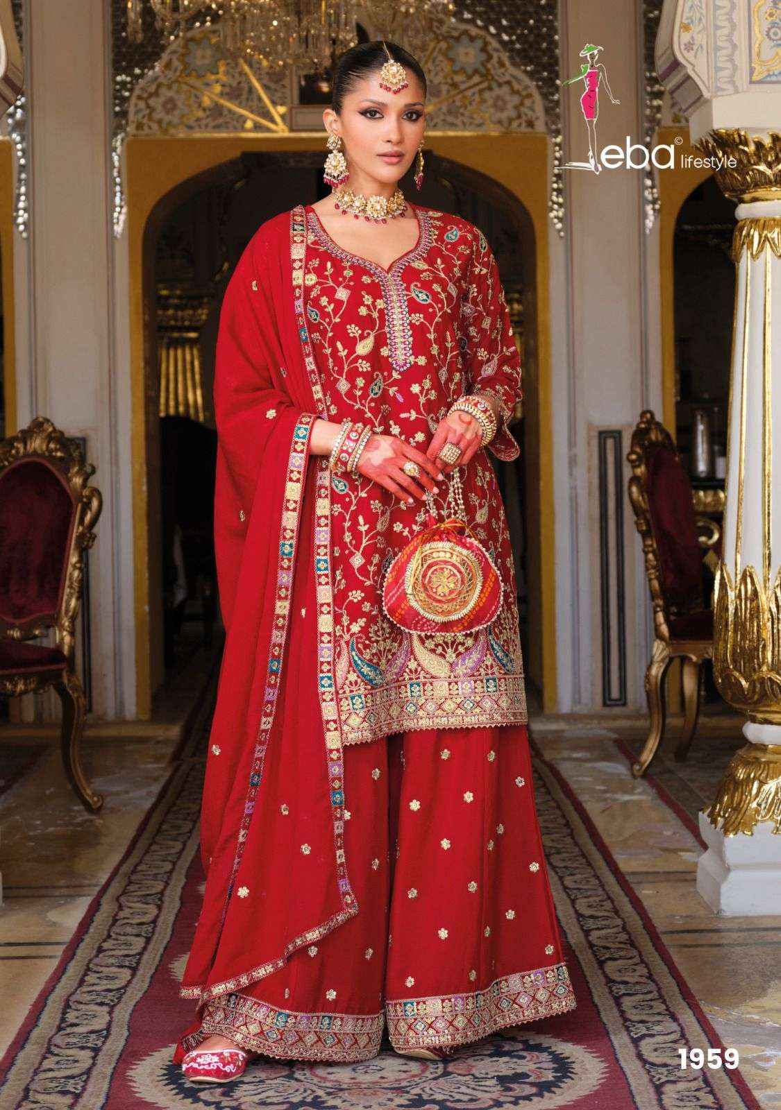 EBA LIFESTYLLE FALAK CHINON EMBROIDERY DESIGNER READY MADE PARTY WEAR DRESS WHOLESALE PRICE ( 3 PCS CATALOG )