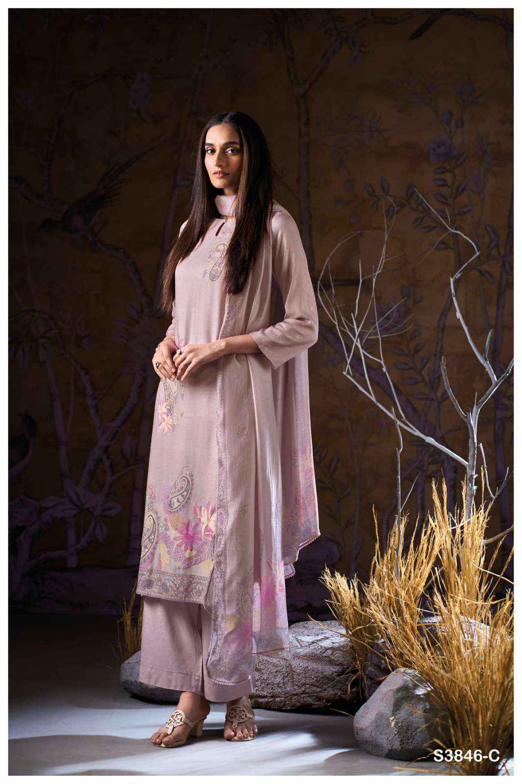 Ganga Fashion Ivriel 3846 Winter Wear Pure Wool Pashmina Suit Wholesale price ( 4 Pcs Catalog )