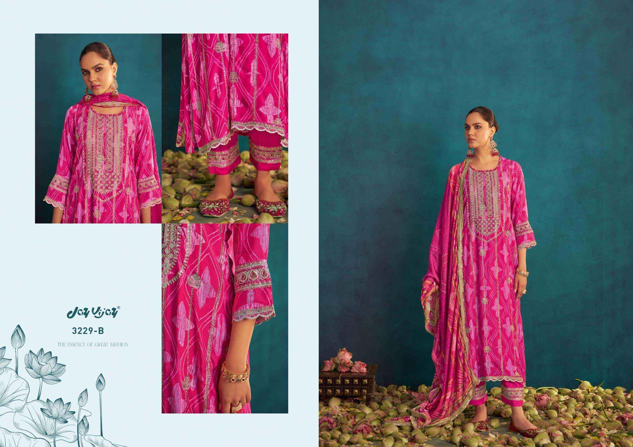 Jay Vijay Aqsa 3229 Exclusive Designs Pure Muslin Silk Suit  Wholesale Price ( 2 Pcs Catalog )