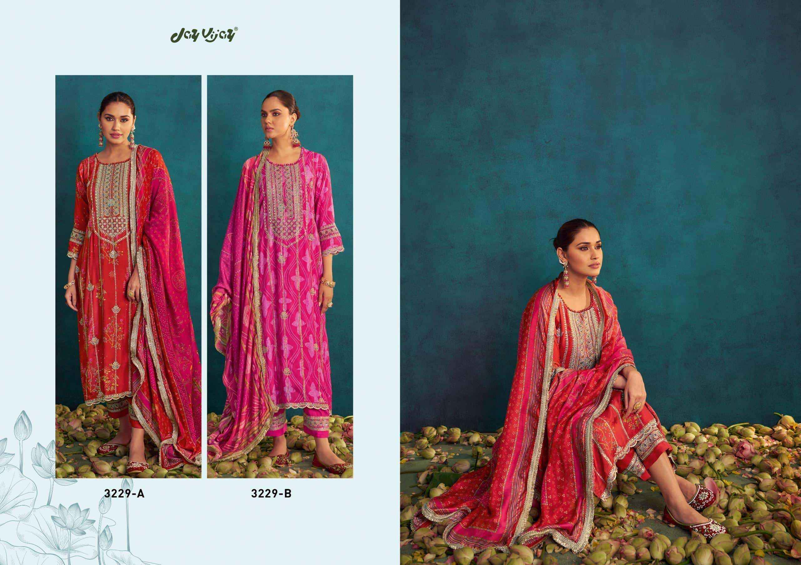 Jay Vijay Aqsa 3229 Exclusive Designs Pure Muslin Silk Suit  Wholesale Price ( 2 Pcs Catalog )