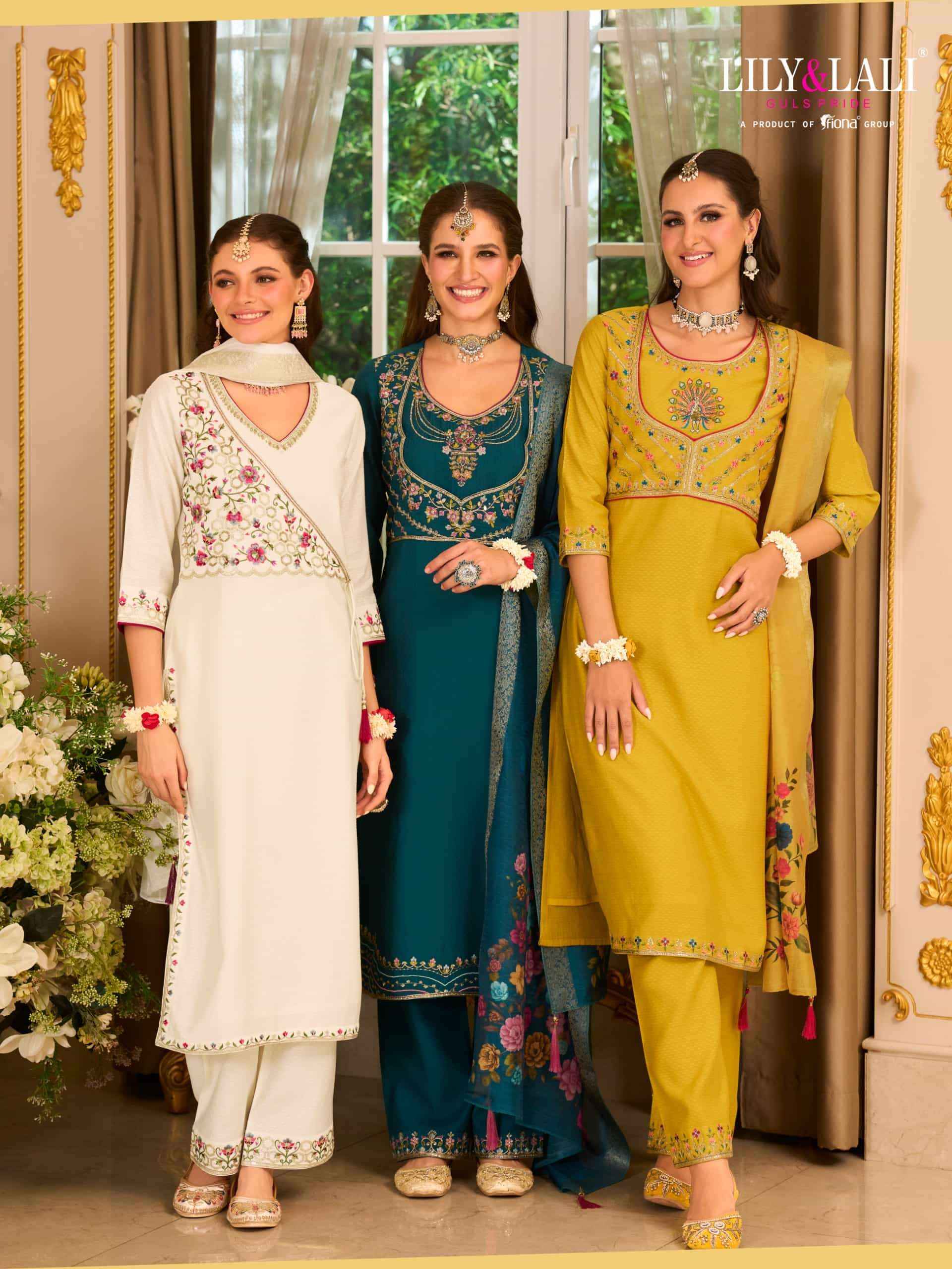 Lily And Lali Phulkari Designer Straight 3 Piece Suit Wholesale Price ( 4 Pcs Catalog )