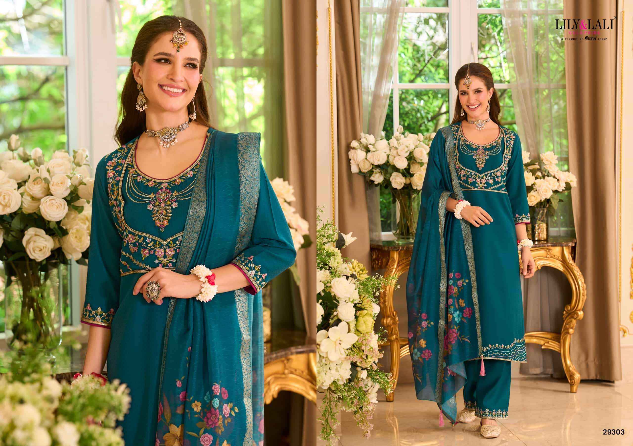 Lily And Lali Phulkari Designer Straight 3 Piece Suit Wholesale Price ( 4 Pcs Catalog )