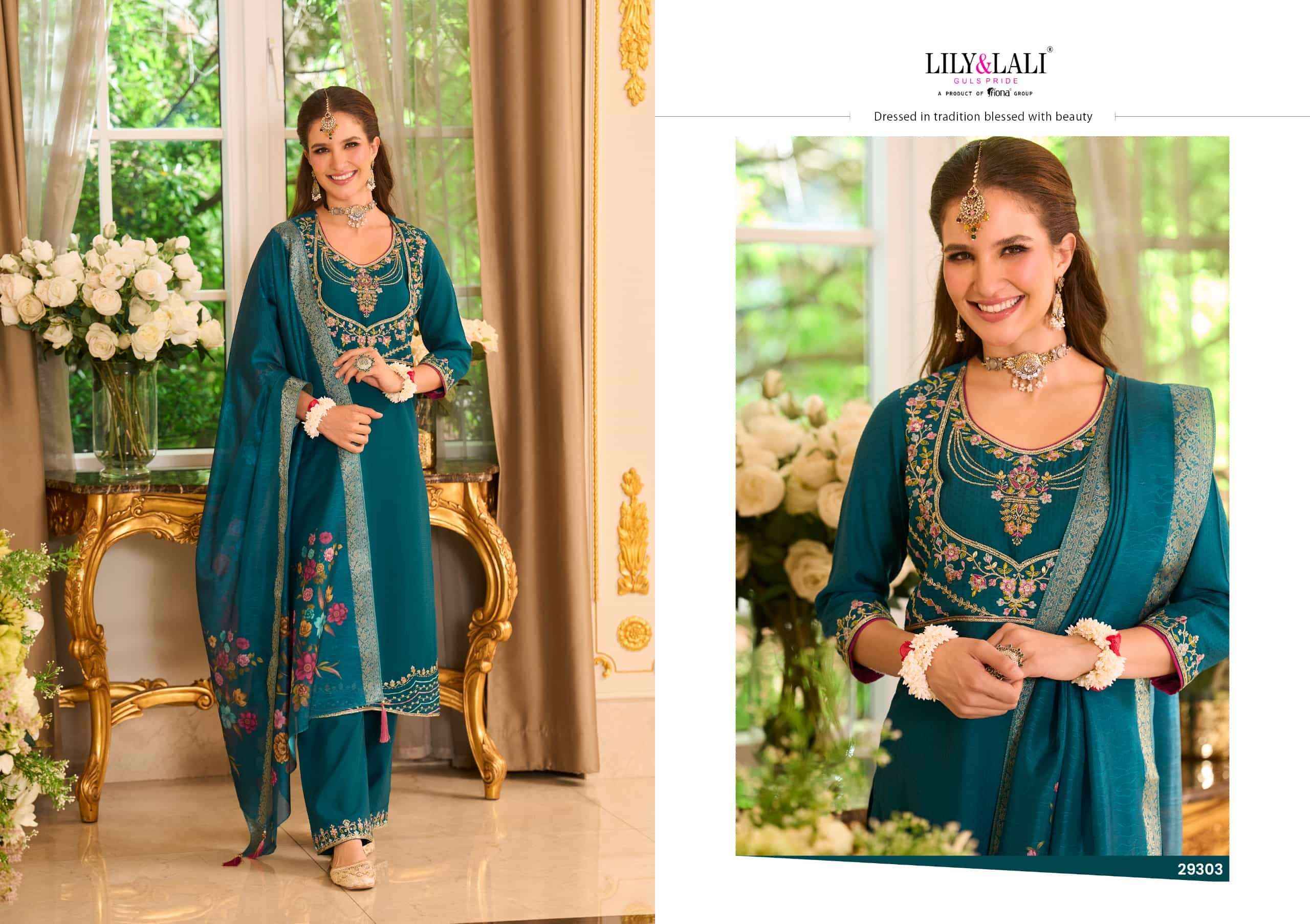 Lily And Lali Phulkari Designer Straight 3 Piece Suit Wholesale Price ( 4 Pcs Catalog )