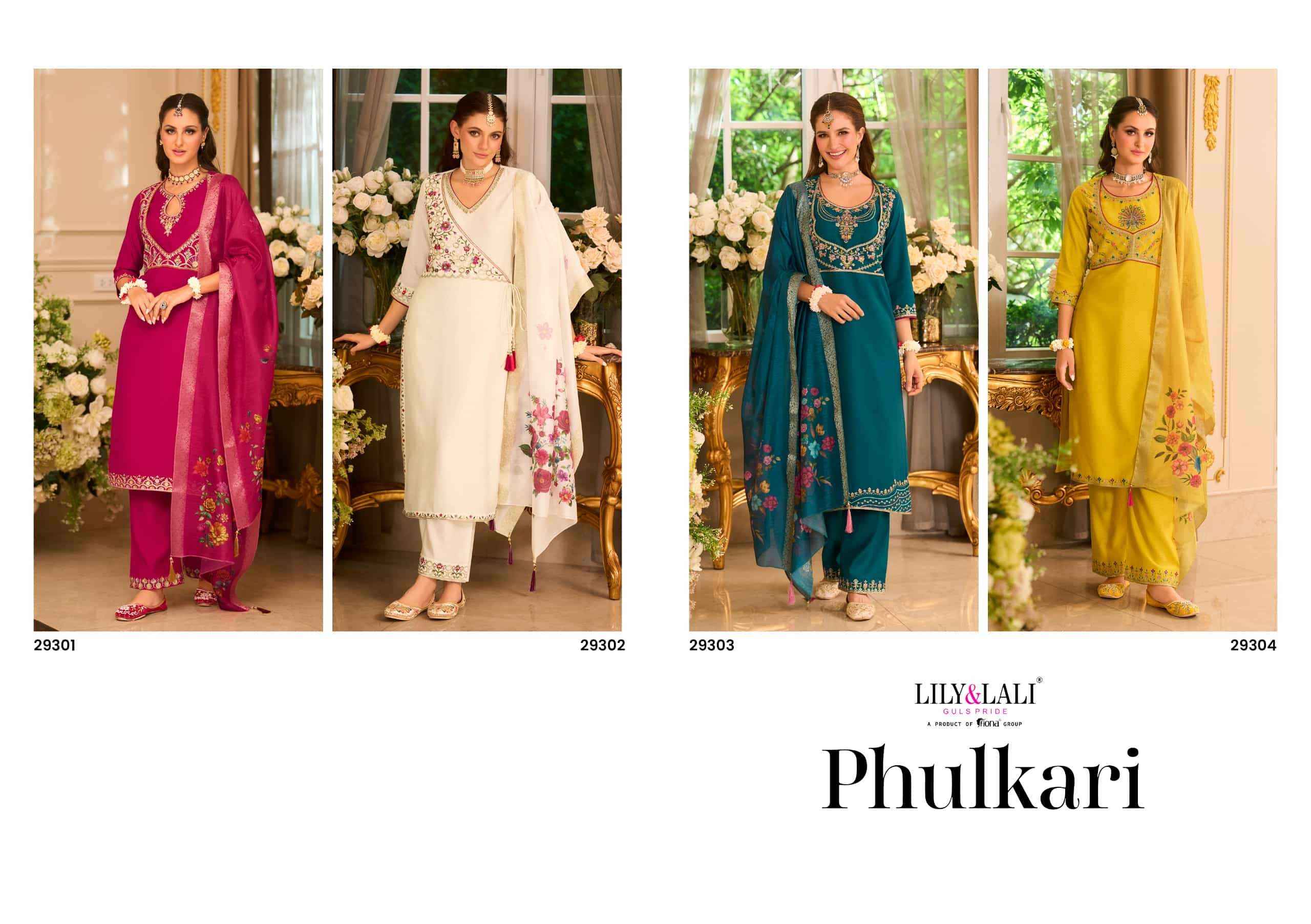 Lily And Lali Phulkari Designer Straight 3 Piece Suit Wholesale Price ( 4 Pcs Catalog )