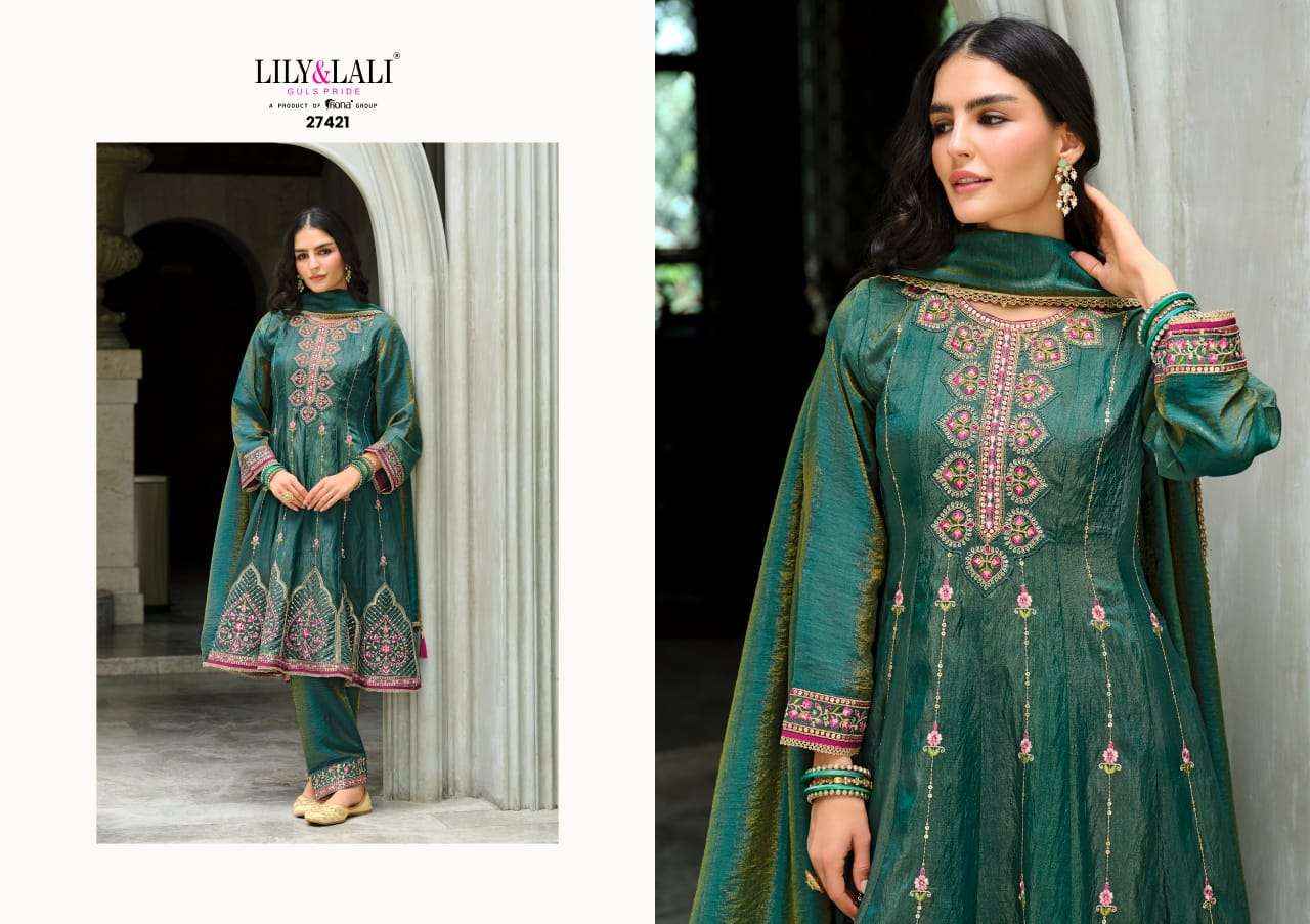Lily And Lali Sajni Fancy Kali Pattern Readymade Designer Dress Wholesale Price ( 4 Pcs Catalog )