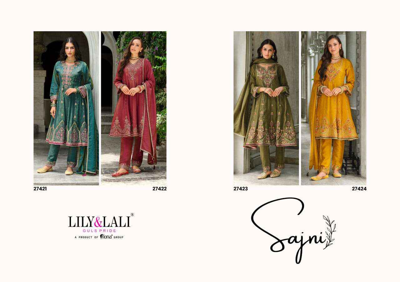 Lily And Lali Sajni Fancy Kali Pattern Readymade Designer Dress Wholesale Price ( 4 Pcs Catalog )