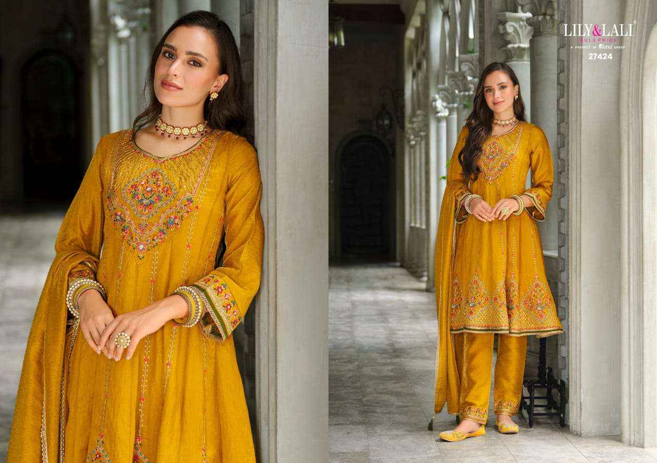 Lily And Lali Sajni Fancy Kali Pattern Readymade Designer Dress Wholesale Price ( 4 Pcs Catalog )